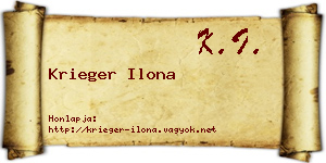 Krieger Ilona névjegykártya